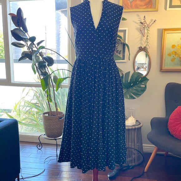 J. Peterman Black and White Swiss Dot Dress with Pockets - 100% Cotton - Size 2 - Picture 10 of 10